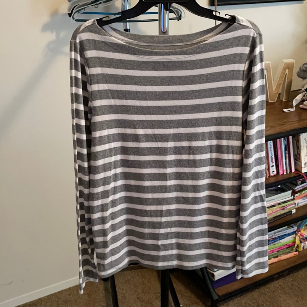 Grey and white striped shirt xl